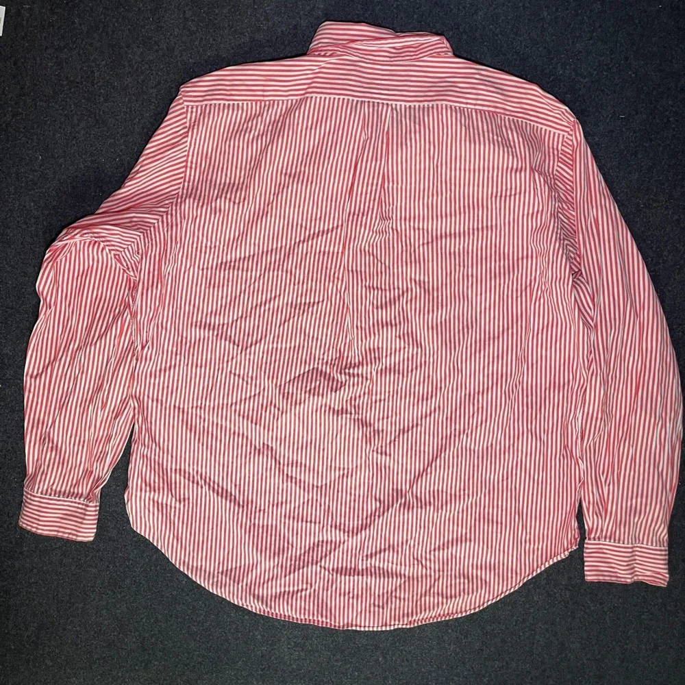 Ralph Lauren Button Down Mens XXL Red White Classic Fit Striped Pony